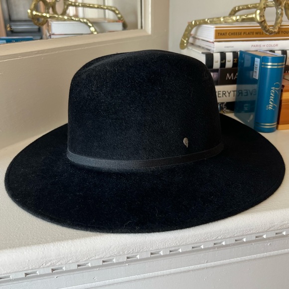 Helen Kaminski black wool wide brim fedora hat - Picture 2 of 12